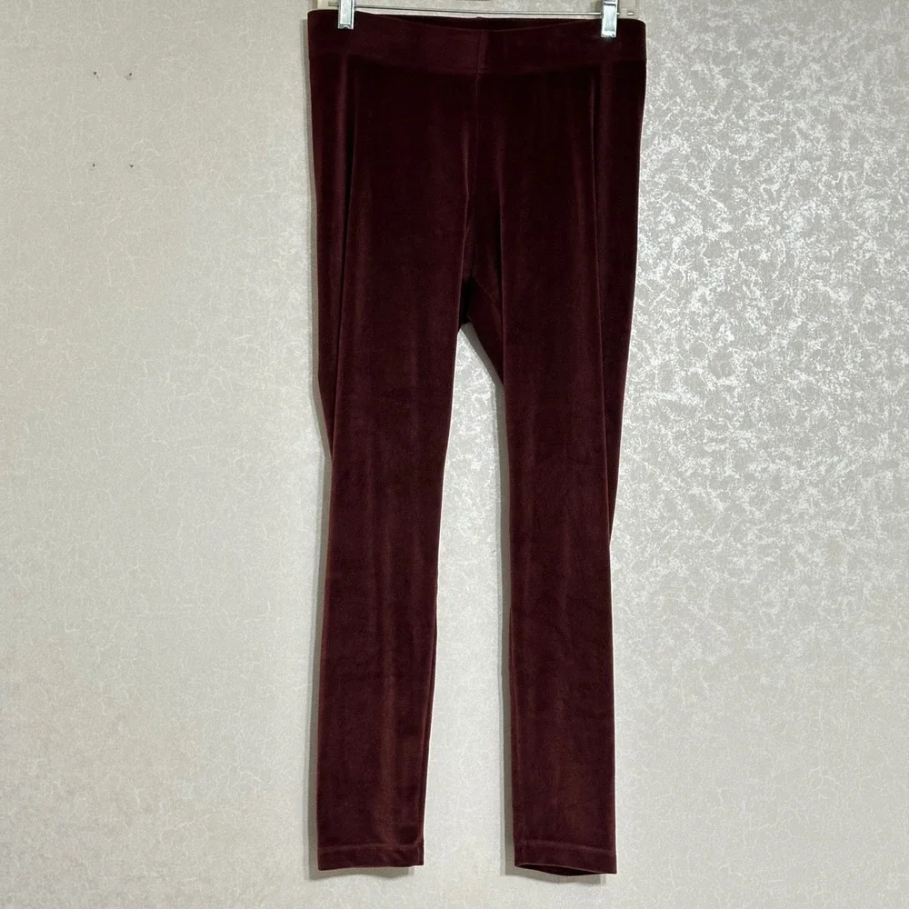 Old‎ Navy Velvet Leggings Stretch Velour Pull On Burgundy Maroon Lounge L Fits M